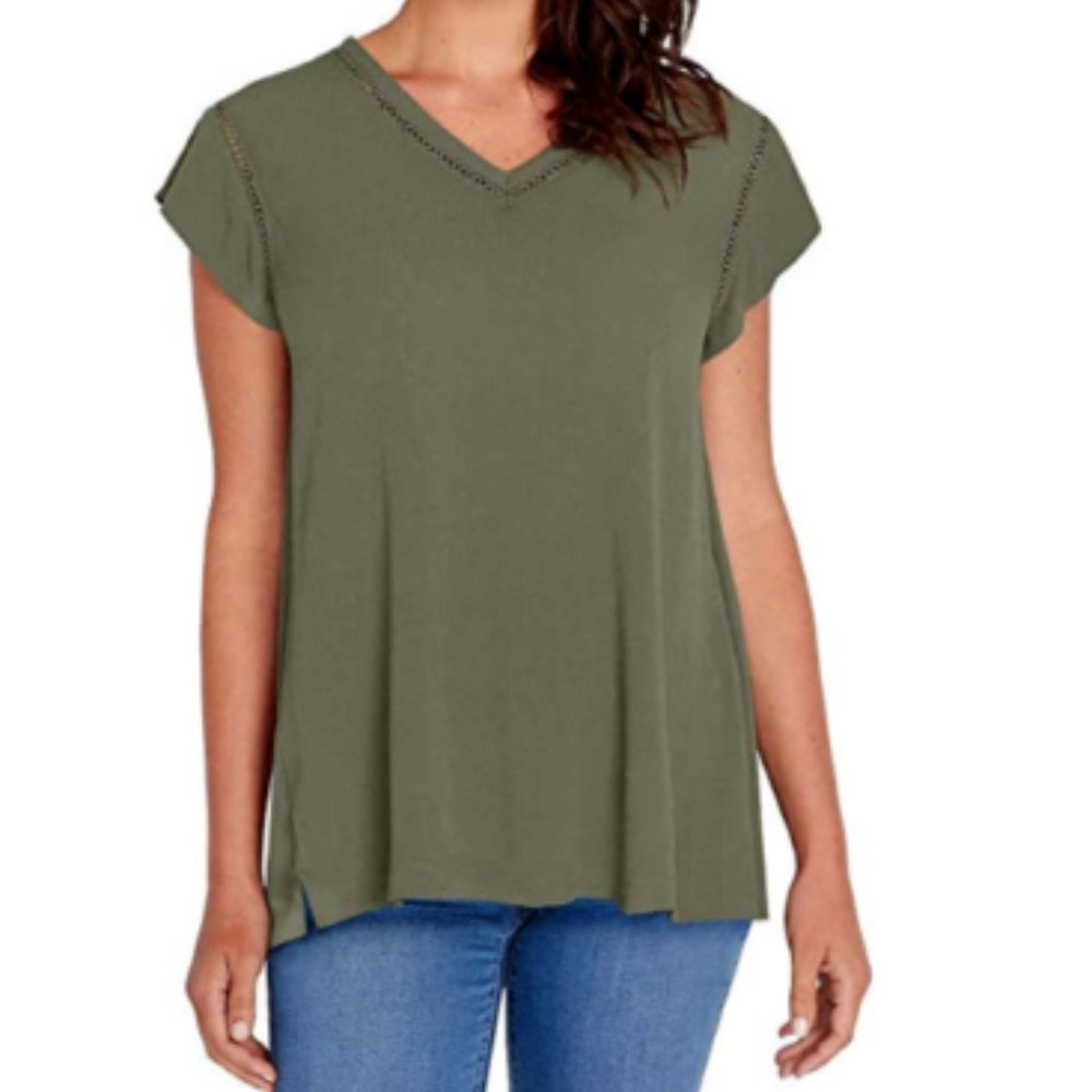 Buffalo Ladies' lightweight V-Neck Top Olive Small